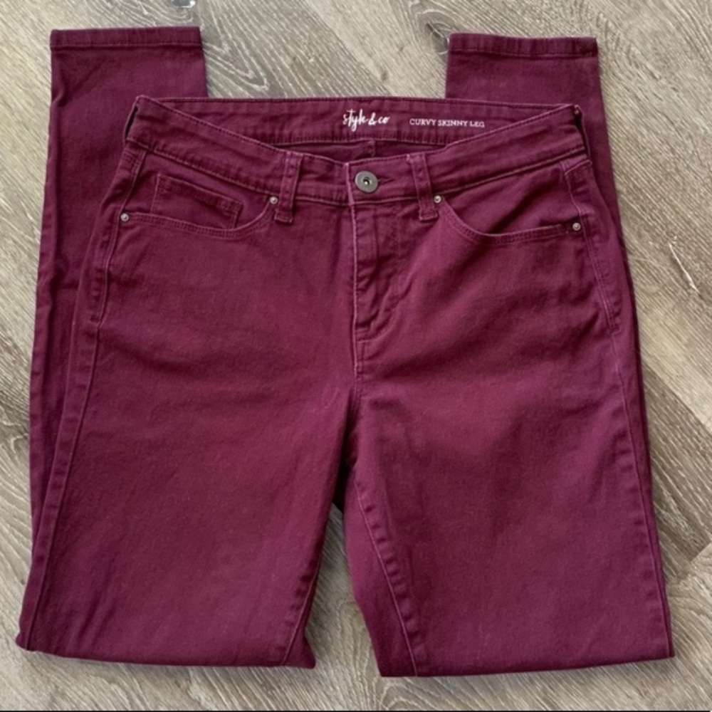 Style & Co Curvy Burgundy Skinny Jeans